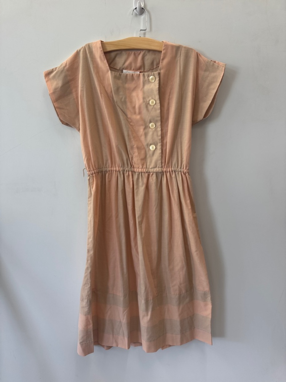 Vintage The Shapely Dress Company Peach Blouson Short Sleeve Dress